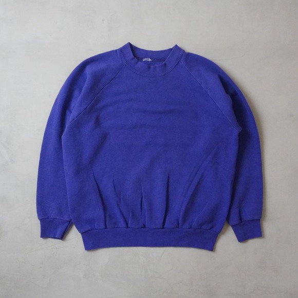 Other - Vintage Blank Raglan Sweatshirt Large Mens 90s Purple Crewneck Pullover Fleece